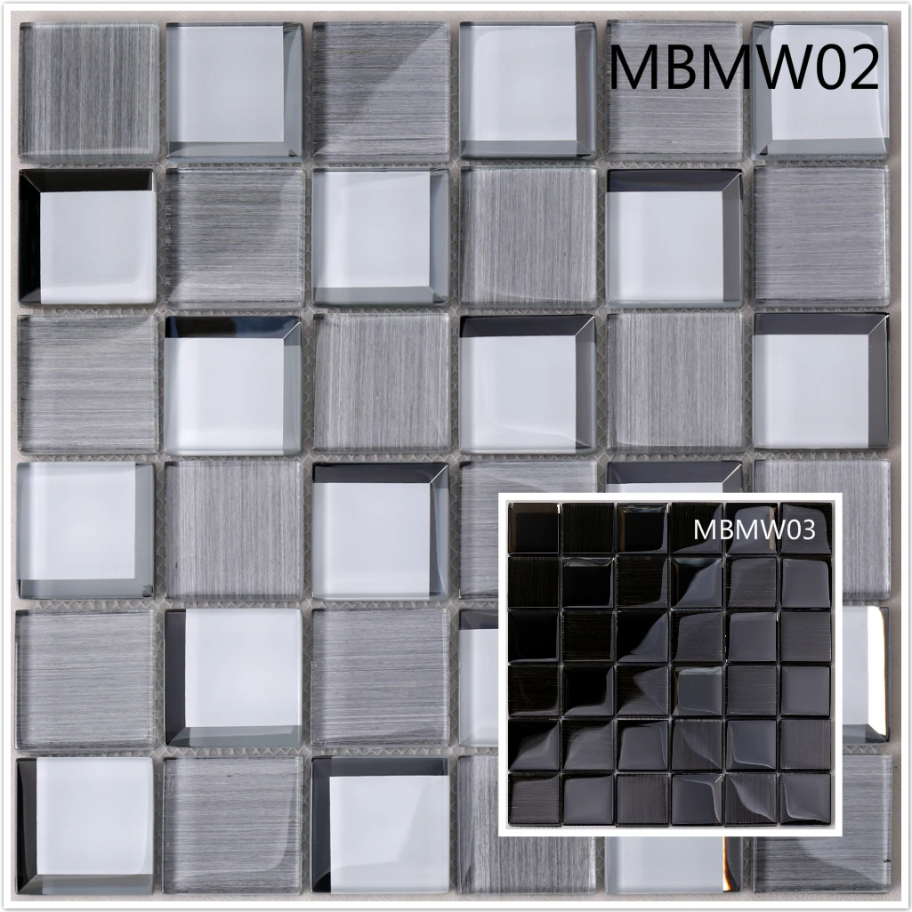 MBMW2 beveled Square crystal Tile Glass Mosaic 8mm