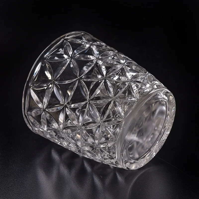 Embossed Glass Candle jar decorative candle holder home Decor