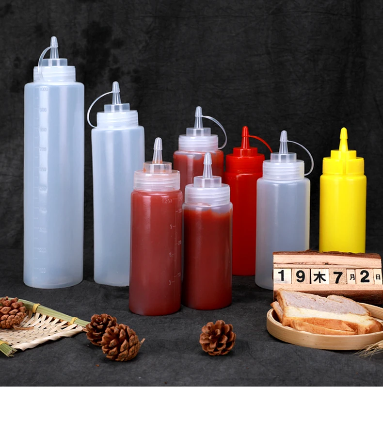Kitchen Plastic Squeeze Bottle Dispenser for Sauce Vinegar Oil Ketchup