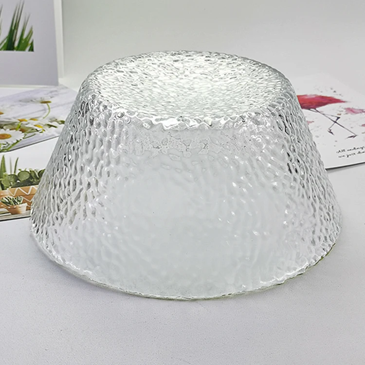 New Design Hammered Rim Texture Glass Bowls Customized Big Glass  Fruit Bowl For Home