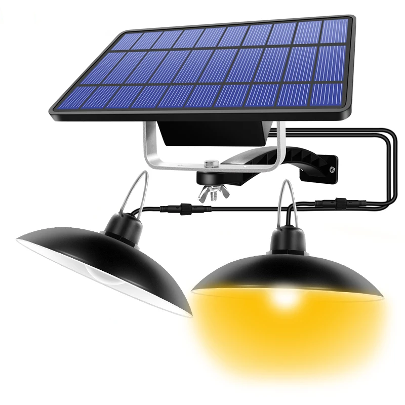 Double Head Solar Pendant Light Outdoor Indoor Solar Lamp With Line Warm White/White Lighting For Camping Home Garden Yard