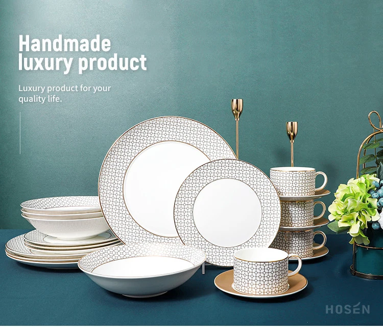 2021 New Design Luxury Dining Plates Set Ceramic Restaurant Hotel Cafe