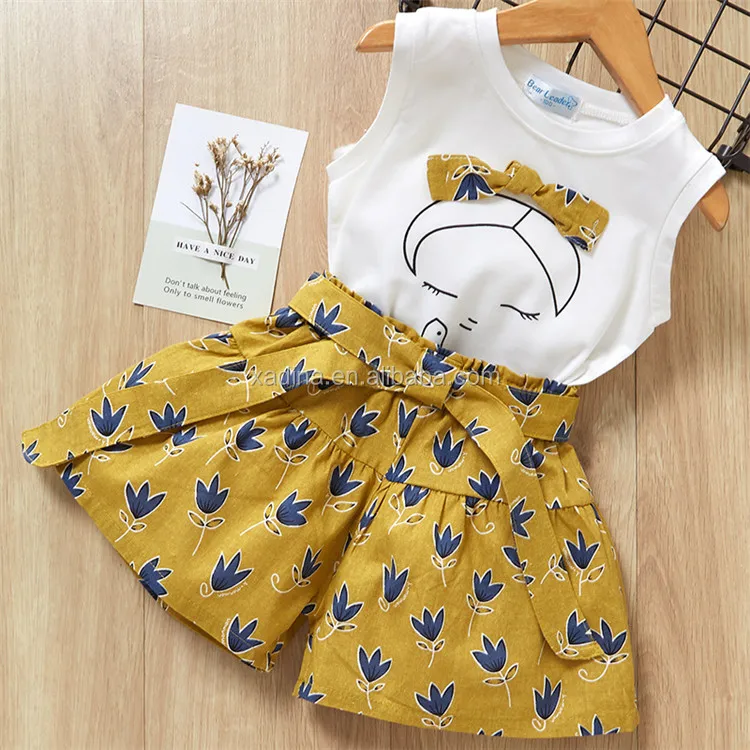 Summer Soft Sleeveless t-shirt And Pant 2PCS Set Yellow Color Fashion  Casual Baby Girl Outfit For 4 6 8 9 10 12 14Yrs - AliExpress