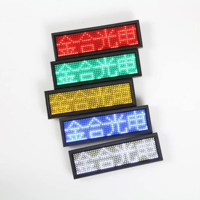 Indoor or Outdoor Wearable Pin Multi color all language led name card tag badge display