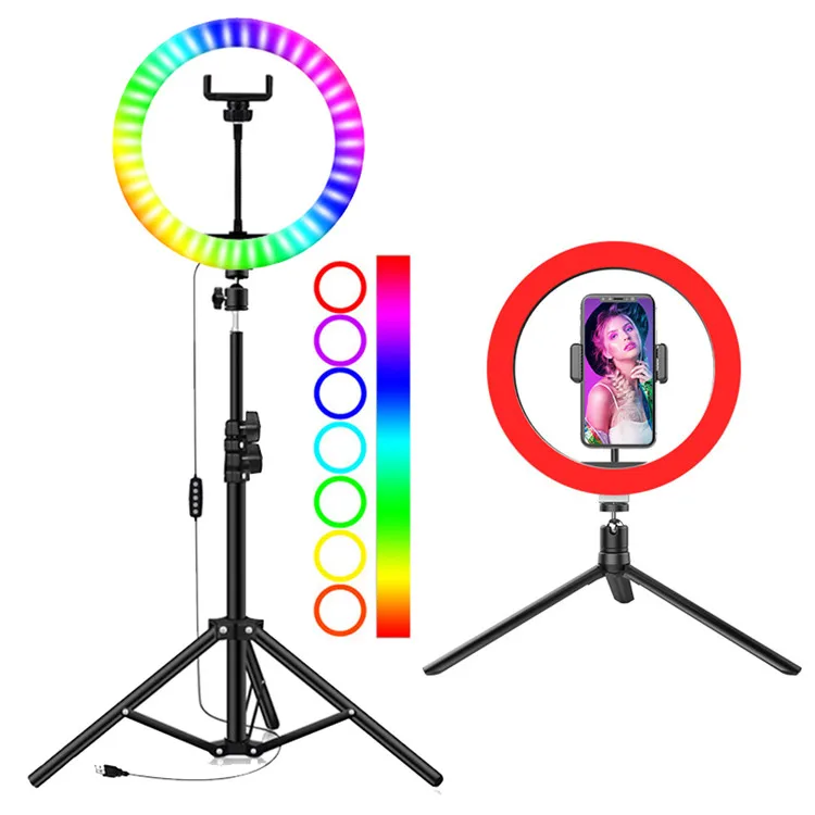 

High quality live broadcast  beauty makeup rgb colour led selfie ring fill light