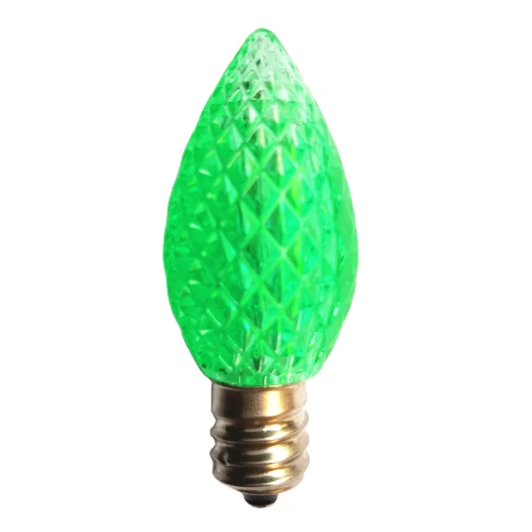 Top Viewing C7 LED Filament globe Bulbs Green Christmas Lights for Holiday Outline Lighting Display Decorating