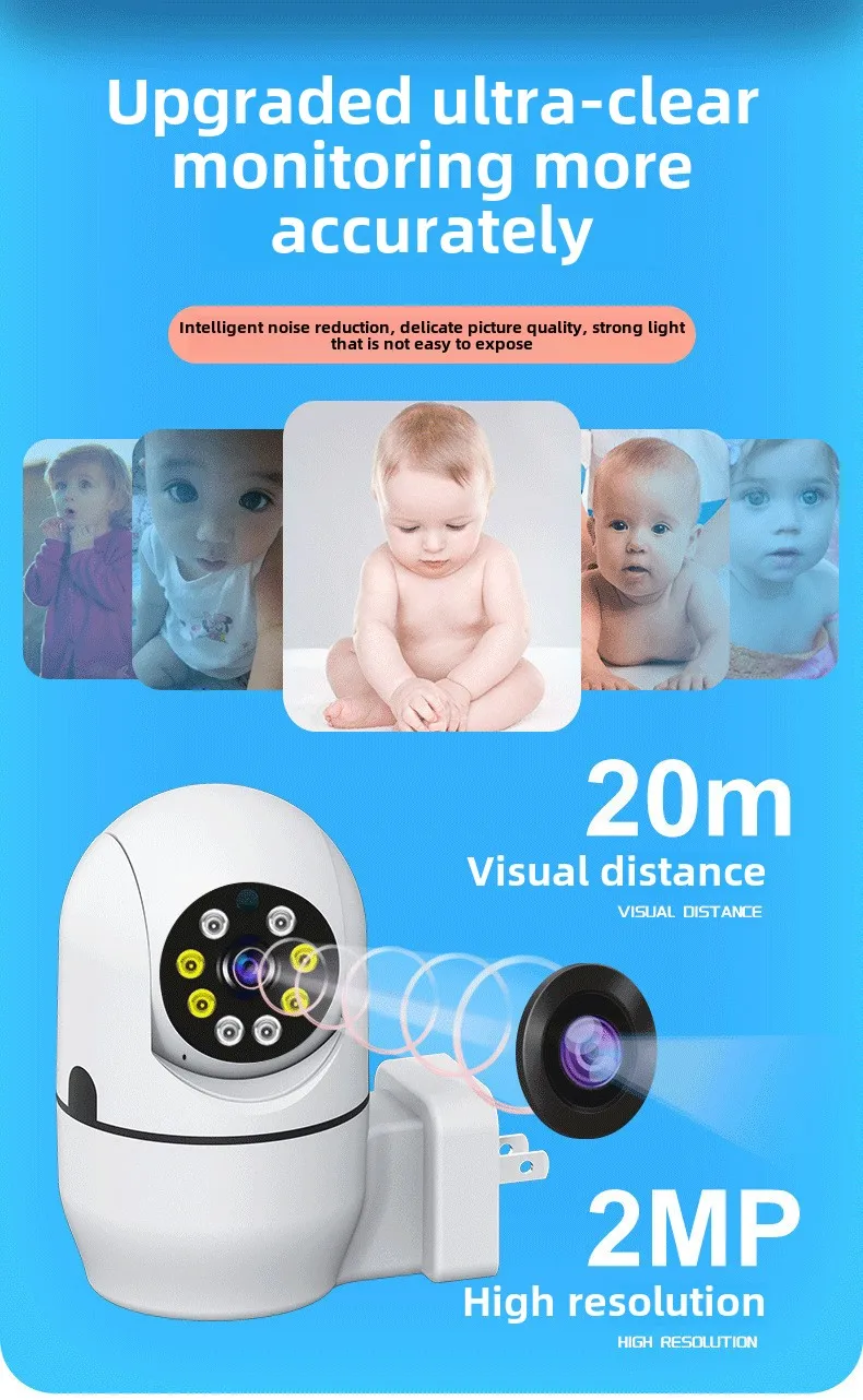 Cloudbirds V360pro Dome Indoor Smart HD Camera Wifi Dual Rotate Plug Security Alarm Pushing Function Zoom DVR Data Storage