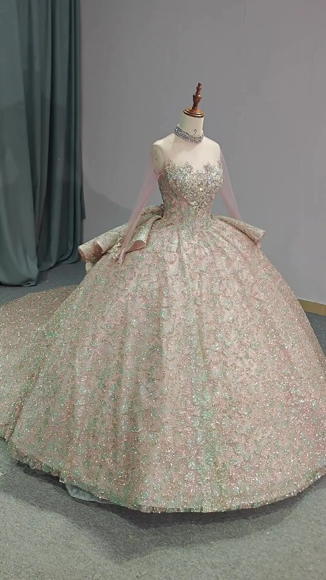 chinese dress ladies Metallic Long Ball Gown Quinceanera Dress