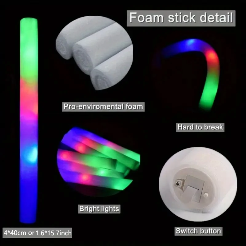 Factory Custom Led Foam Glow Sticks 3 Modes Color Changing Party