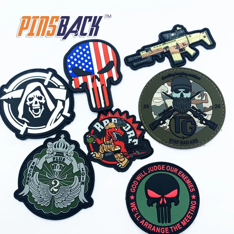 Pinsback Custom Rubber Patches Sew On Patches 3d Soft Logo Silicone Hook And Loop Rubber Badge