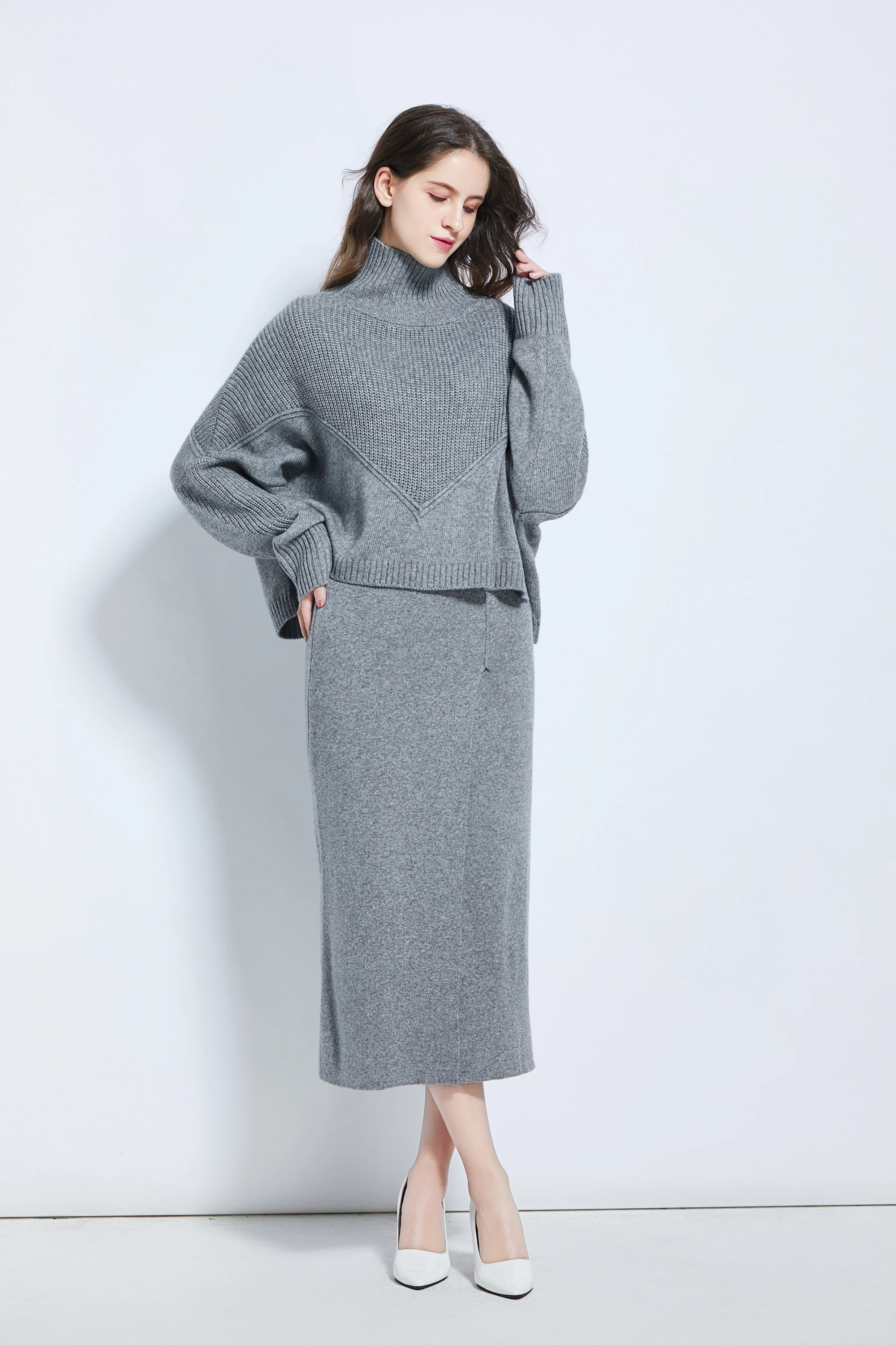 2020 New custom  oversized  High Quality Knitwear cashmere Sweater Sets For Women