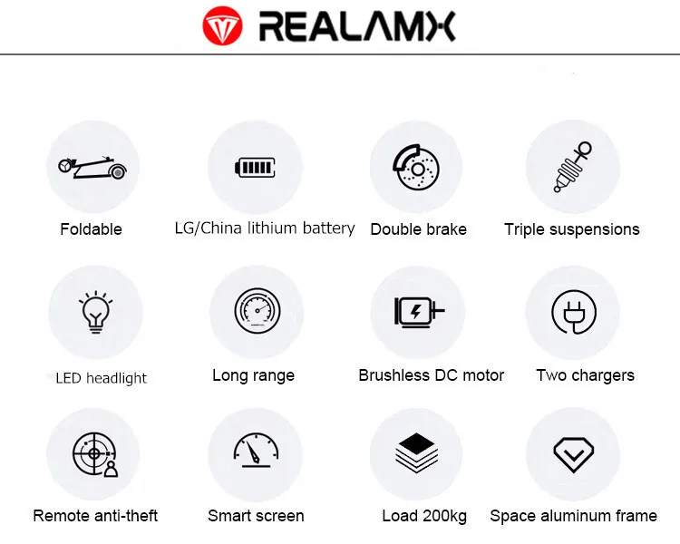 REALMAX SK-11 China factory 8000w 60v Foldable two wheel electric scooter adult with foldable