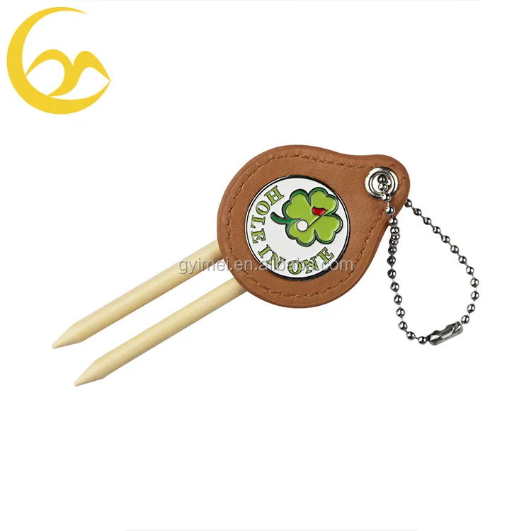 Factory Direct Leather Golf Tee Holder With Ball Markers And Tee Holder Golf Custom Logo Hook To