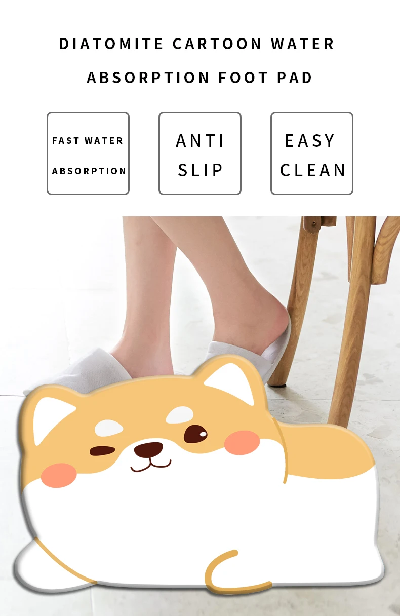 water absorption bathroom mat diatomite material cartoon design