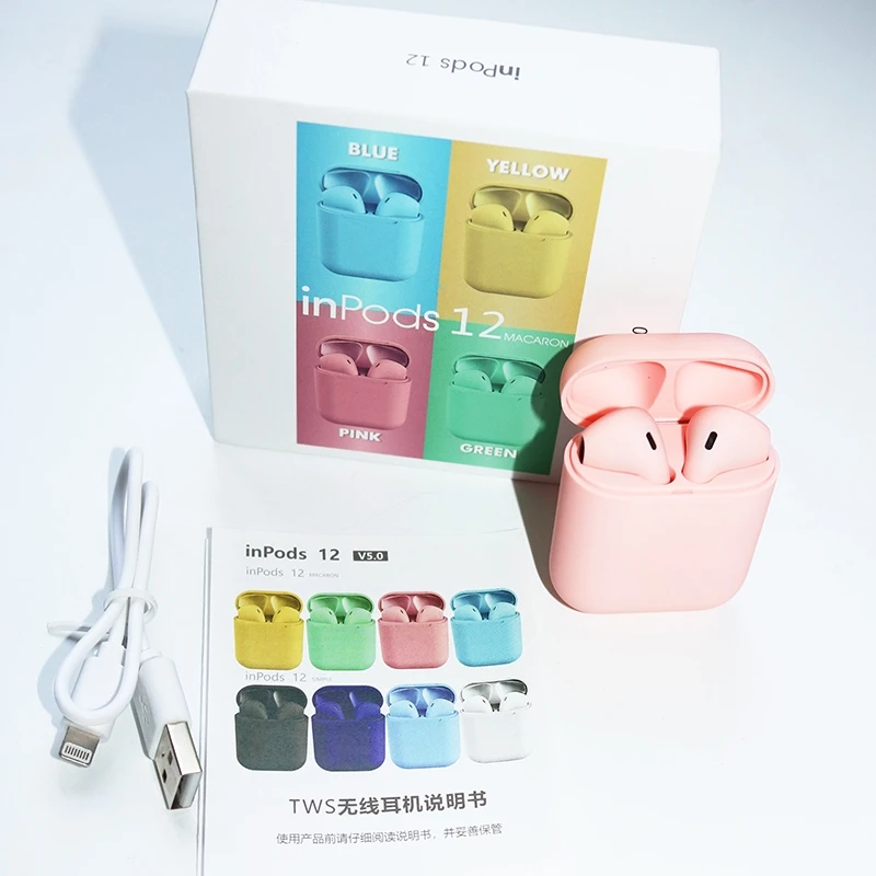 i12 TWS Blue tooth Earbuds Wireless Headphones Deep Bass Stereo Sound Earbuds with Mic Waterproof for iPhone Android Sports E - ANKUX.COM