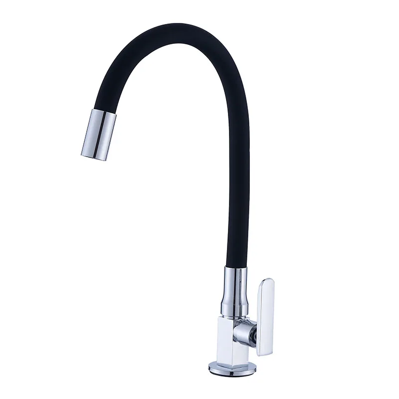 Silicone Tube Kitchen Faucet Zinc Pull Water Tap Sinks Single Handle