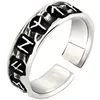 2019MsLady Nordic wind black and silver stainless steel hipster ring