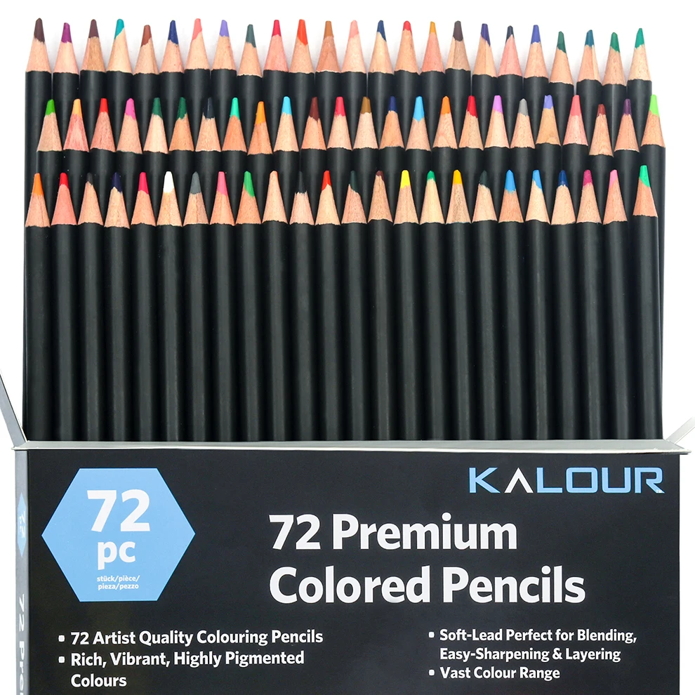 KALOUR Professional Colored Pencils, 50/72/120/180/240 Colors Set, Artists  Soft Core with Vibrant Color,Ideal for Drawing Sketch