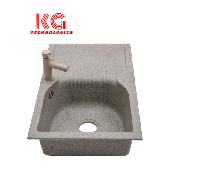 Sanitary ware kitchen use quartz stone kitchen sink single bowl with drainboard