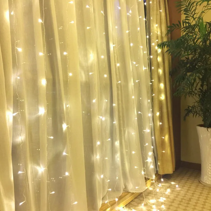 3*3m 300led Warm White RGB Soft Rubber Wire Curtains Fairy Light With Remote