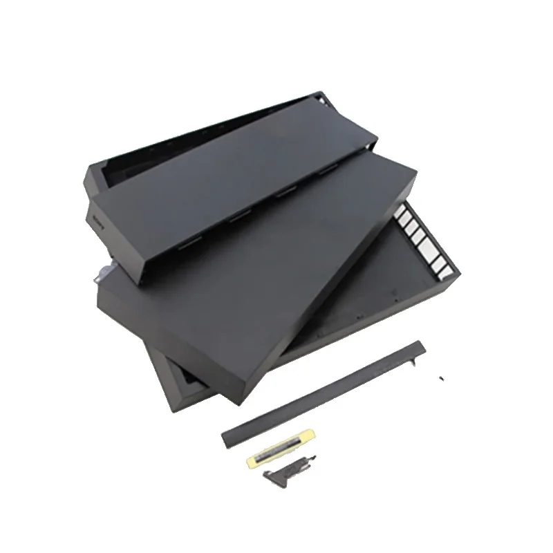 PS4 Pro full housing shell replacement kit showing top, bottom, and HDD covers in matte black finish