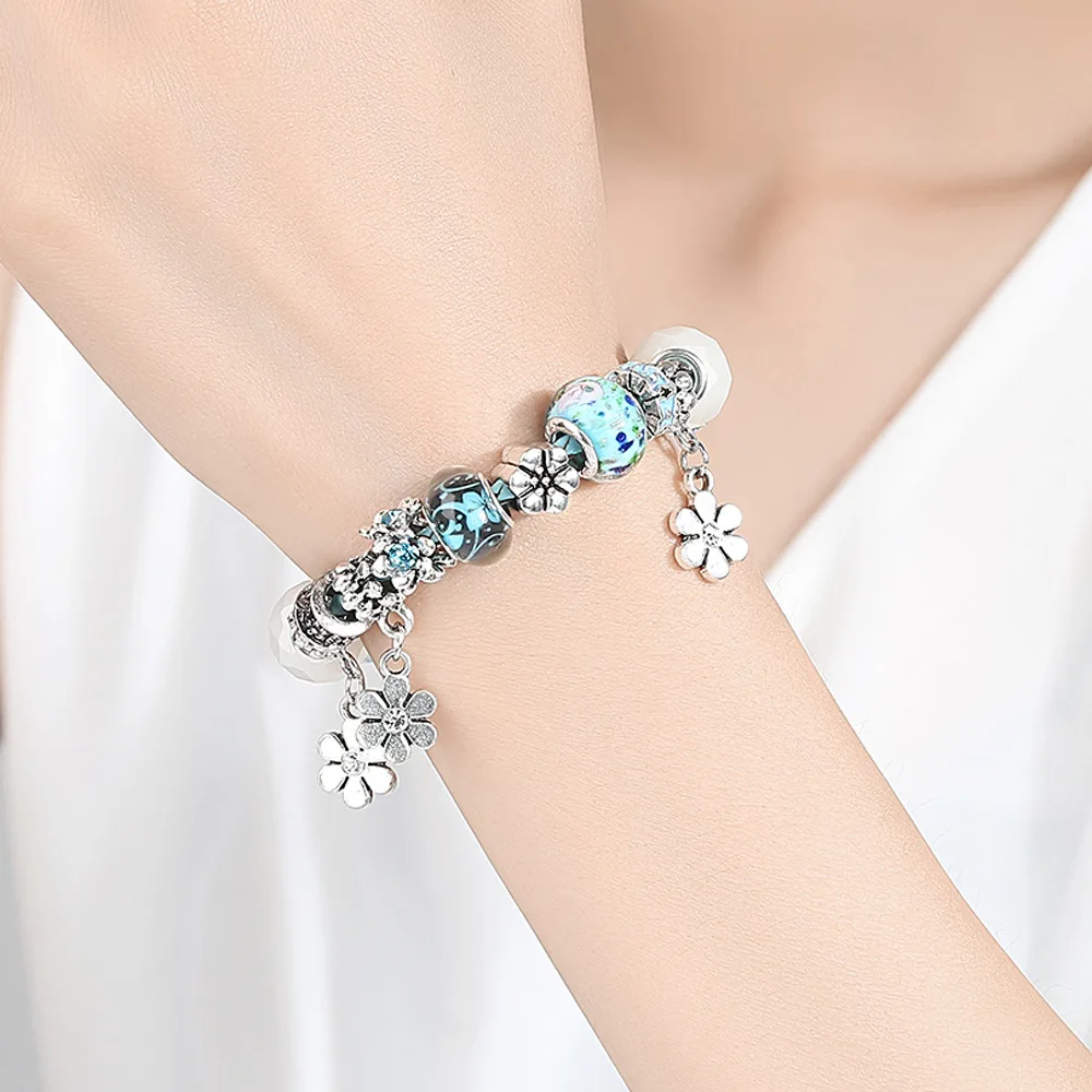 摩天轮行星明星爱魅力手镯为妇女彩色水晶女孩珠适合原始精细手镯珠宝