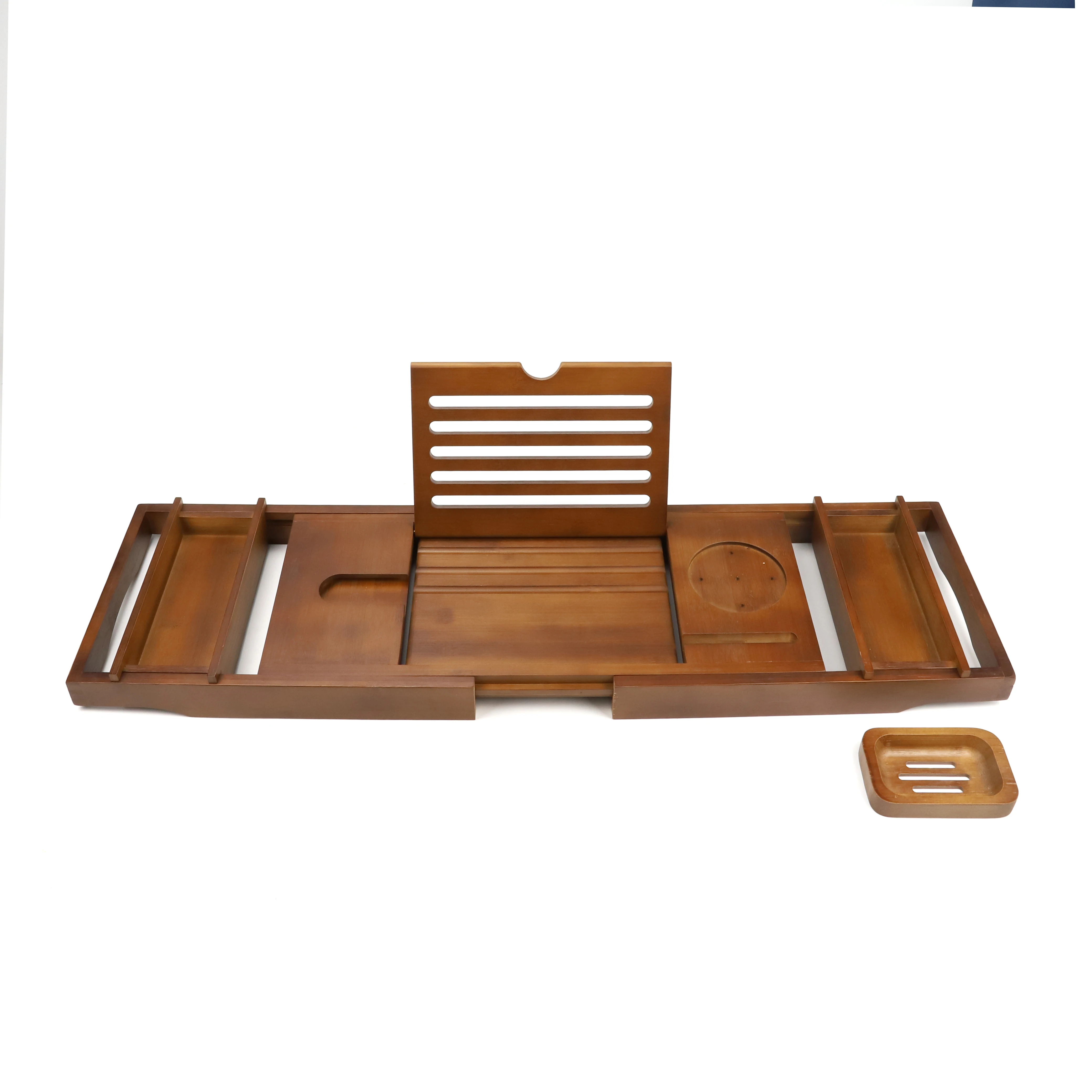 Rustic Wooden Black Bath Bamboo Shower Caddy Bathtub Hanging 3 Tier