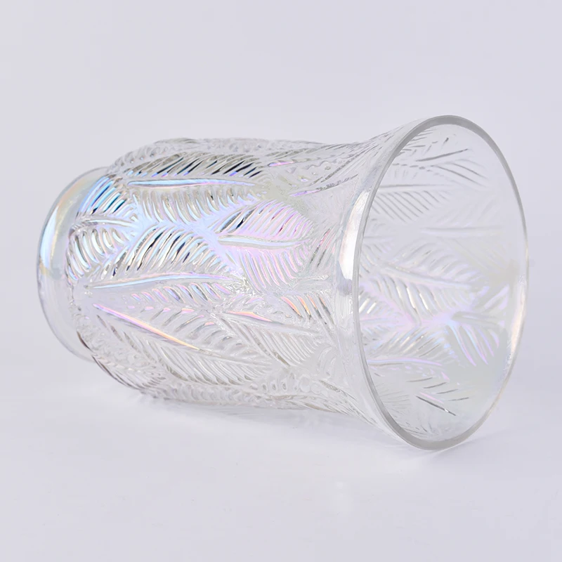 Clear leaf candle container high votive scented glass candle vessel wedding occasion handmade in bulk