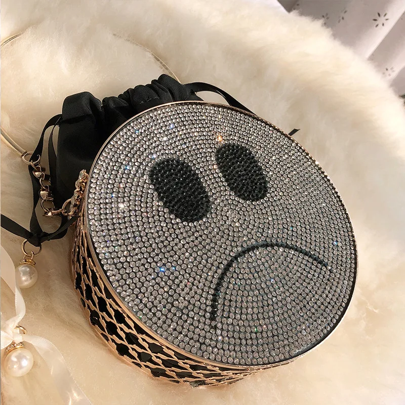 The Latest Fashion Diamond Smiling Face Ladies Hand Bags Girls Evening Party Purses Luxury Handbags For women