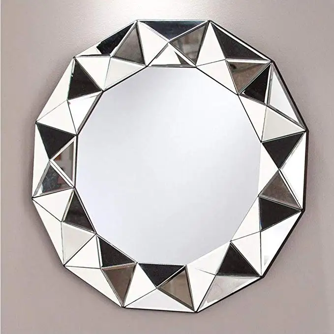 buy 不规则银色 miror 3d 墙壁镜子为客厅,卧室浴室的木框架多面