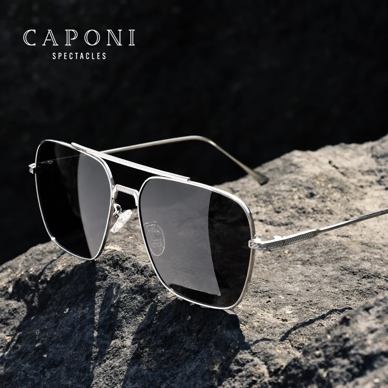 CAPONI Square Sunglasses Men Polarized Photochromic