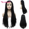 Good Look Lace Frontal Synthetic Black Long Box Braided Wig For Wholesale