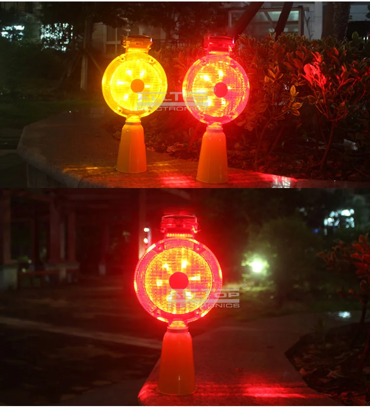 ALLTOP Solar traffic light, portable warning light, traffic cone light