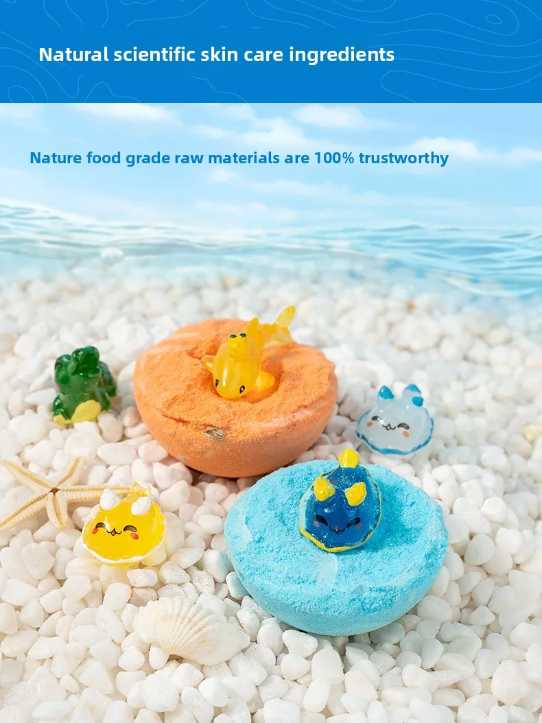 Handmade 60g*12 Children's Bath Fizzies Cross-Border Ocean-Themed Bath Salt Ball Set with Gift Box