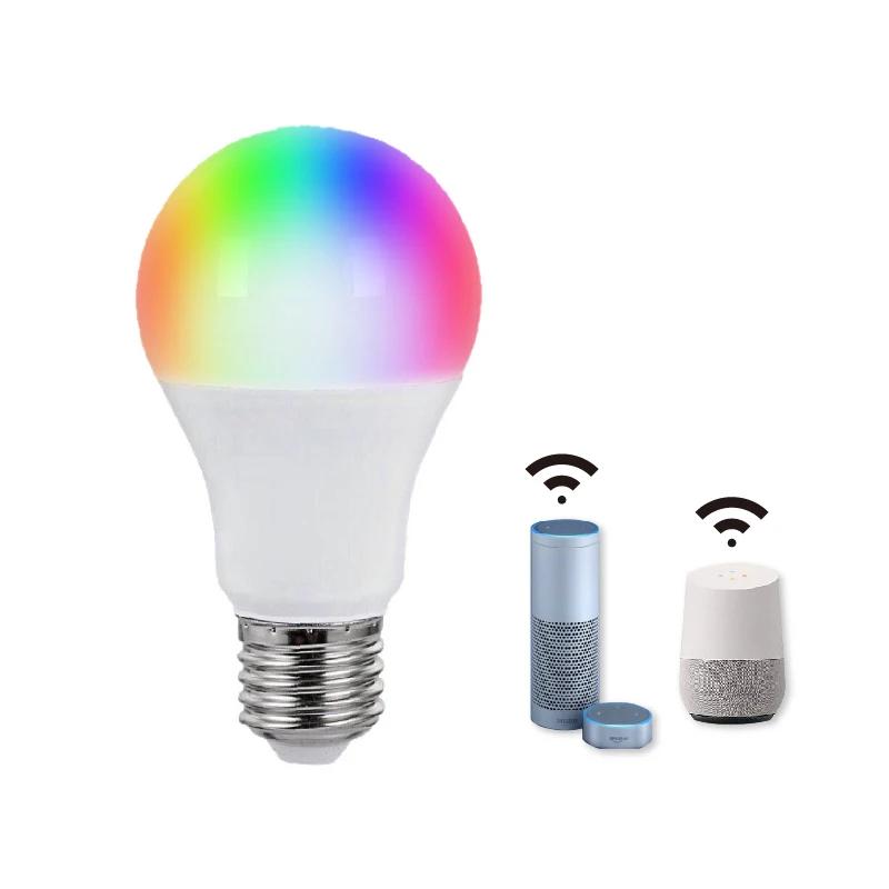 Wholesale 9W 10W Energy Saving Googele Assistant Amazon Alexa Controlled WiFi  RGB Color Changing Smart Light Bulb with Timer