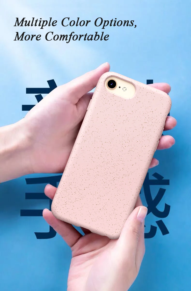 OEM Biodegradable Wheat Straw Material TPU Phone Case For Iphone 7 8 Back Cover