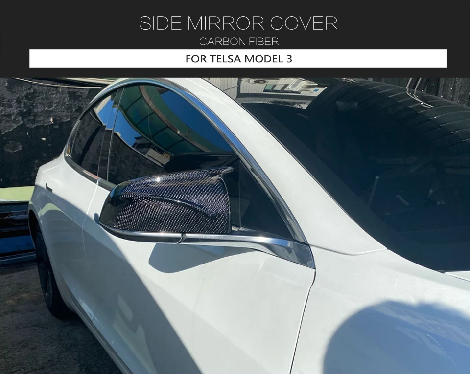 Jcsportline Carbon Fiber Replacement Review Mirror Cover For Telsa