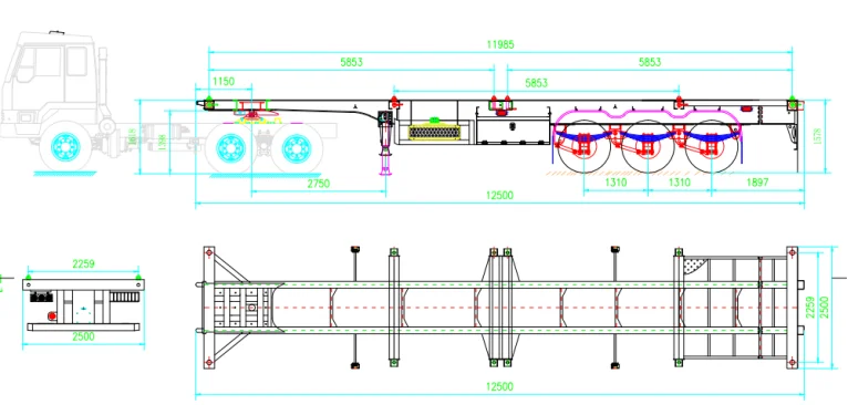 Tri Axle 20ft 40ft Low Chassis Trailer Car Trailer Chassis Manufacture ...