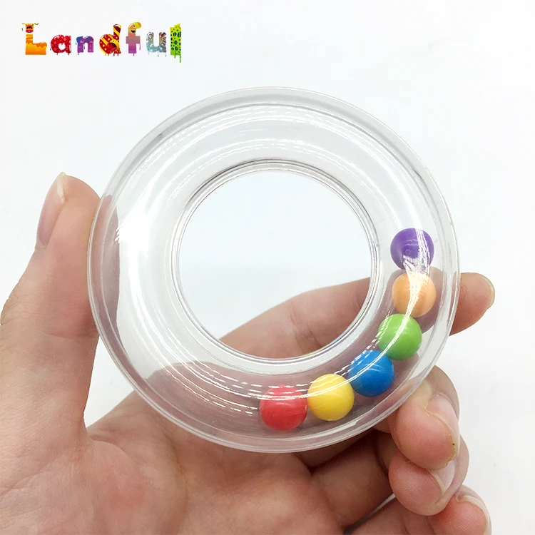 Baby Plastic Rattle Ring In Clear Colorful Beans Insert Craft Toy Rattle Ring Baby Plastic