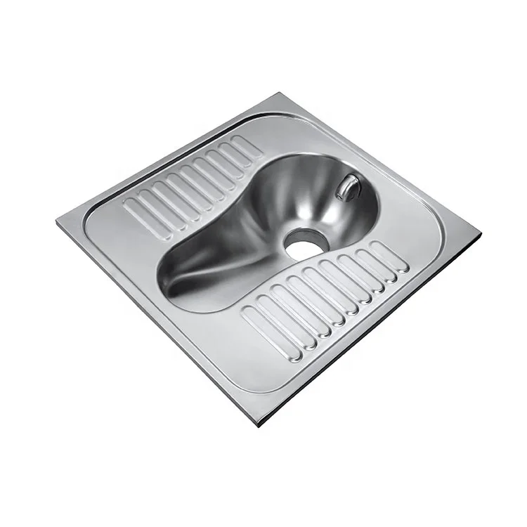 
Made in China 304 stainless steel vertical squatting toilet model silver features in public places 