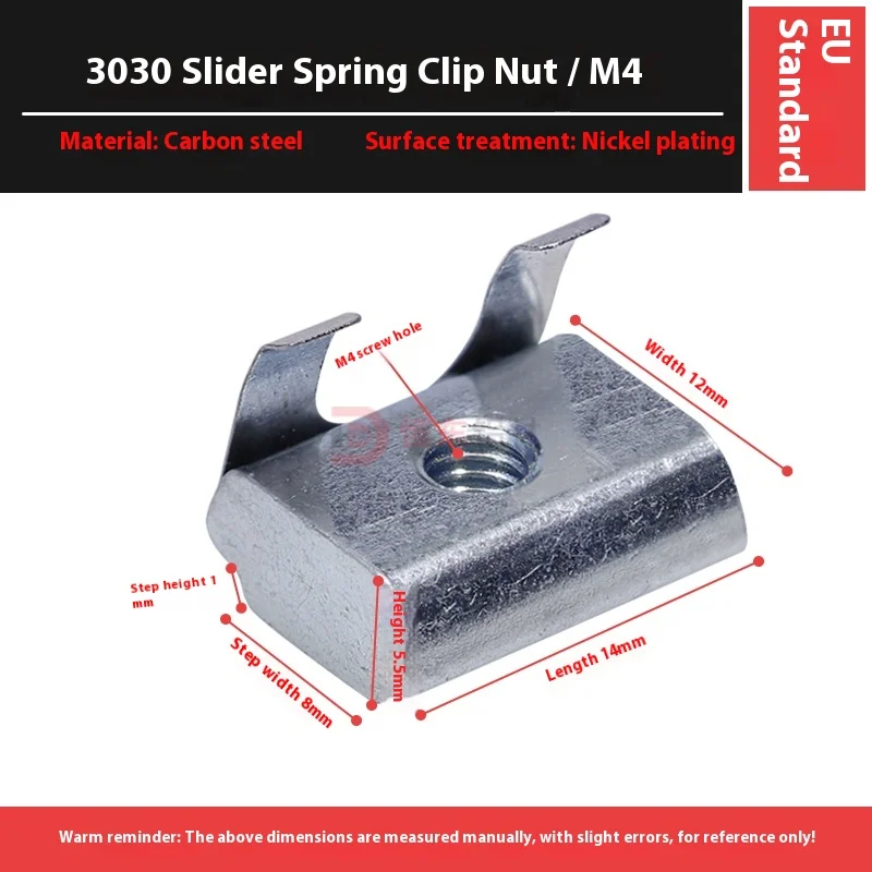 EN Fastening Accessories M4 Carbon Steel Slider Spring Nut M3 Elastic Nut T-Shaped Square Block for 3030 Aluminum factory