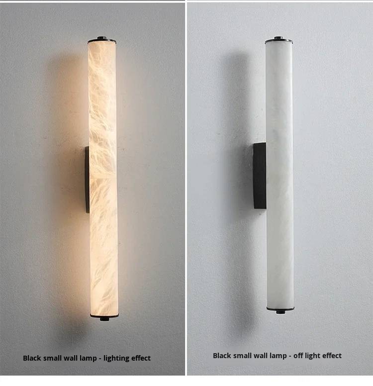 product cross border popular light luxury all copper marble led wall lamp new chinese mid century style natural marble wall mounted-10