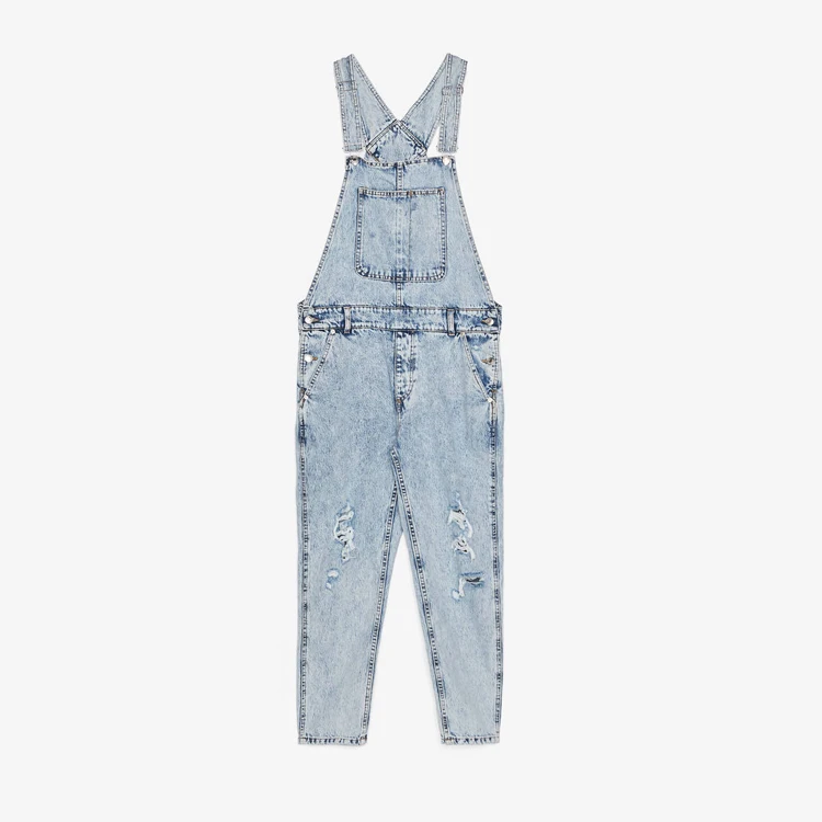 High Quality Mens Light Blue Cut Hole Suspender Overalls Buy