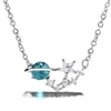 Blue Universe Glass Bead Planets Pendant Necklace For Women key Star Shape Copper Choker Necklaces (KNK5111)