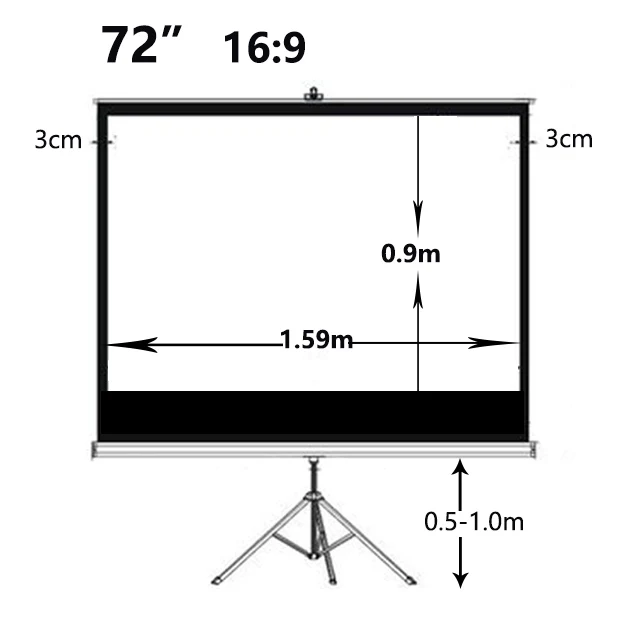72" 84" 100" Projector Projection Screen Tripod Projection Screen