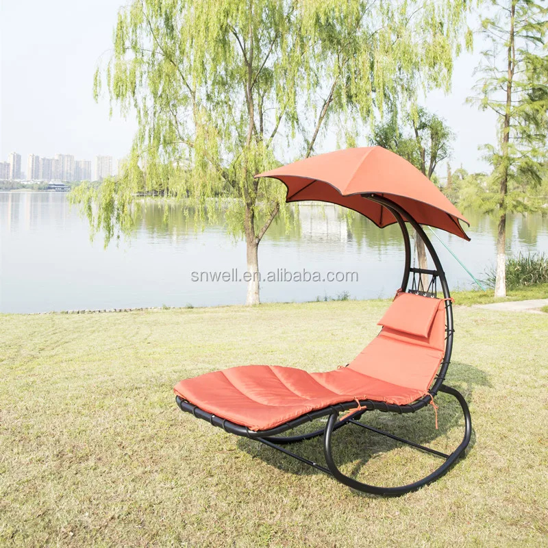 Hanging Curved Chaise Lounge Chair Swing For Backyard Indoor Outdoor Patio Hammock With Canopy