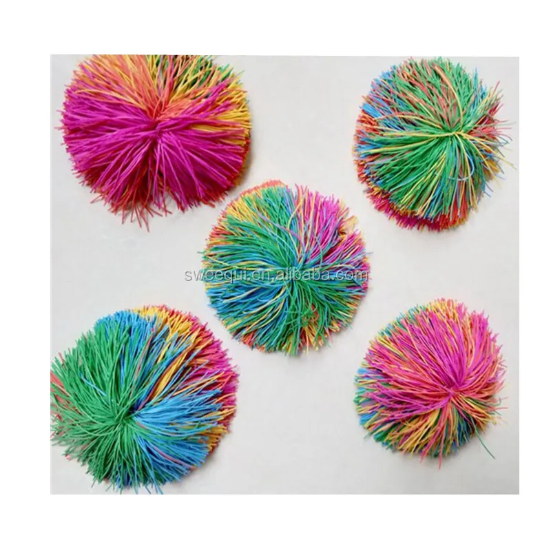 Sensory Fidget Toys Stringy Play Stress Balls With Rainbow Pom Ball ...