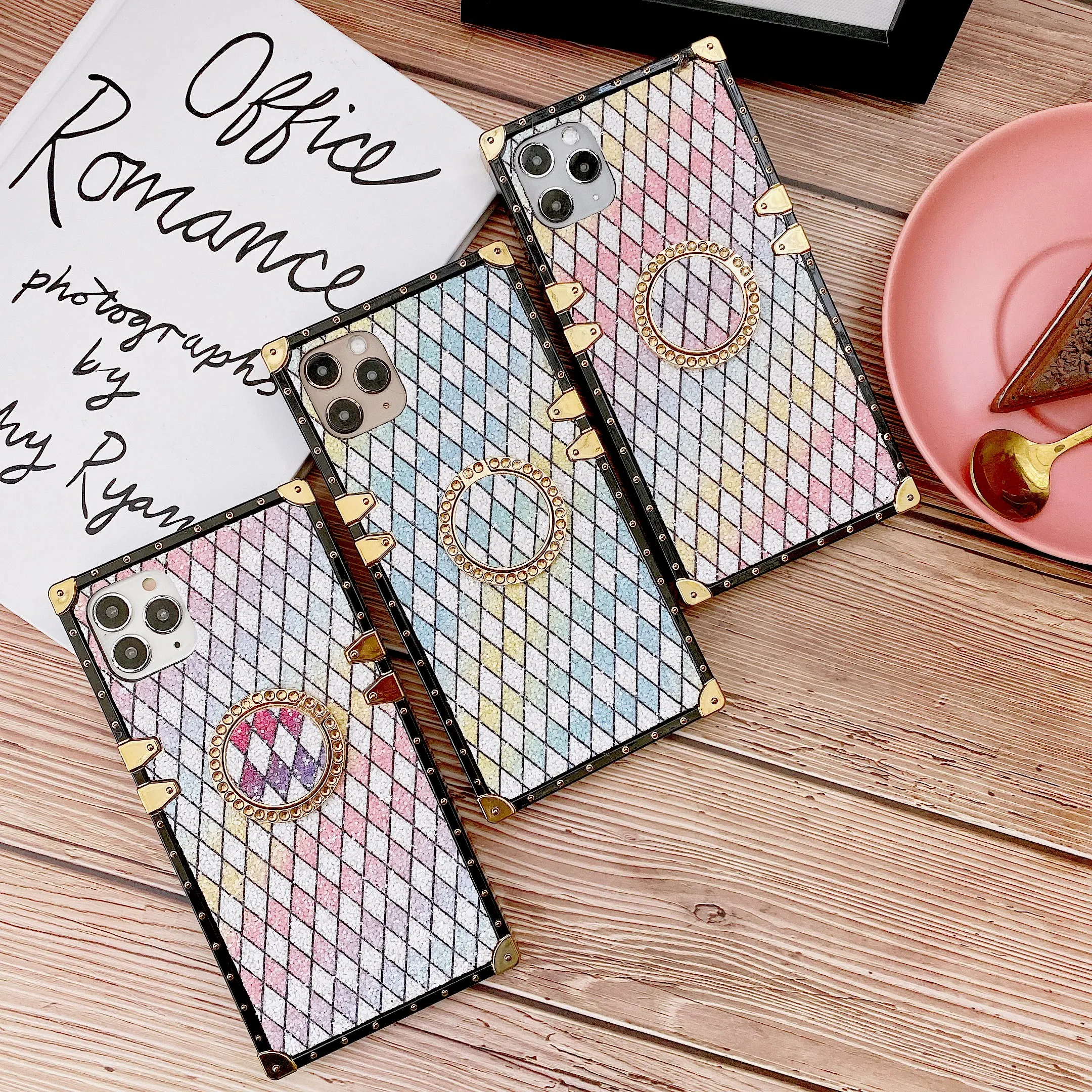 时尚时尚封面方形图案手机壳适用于iphone 12 pro max保护套手机壳