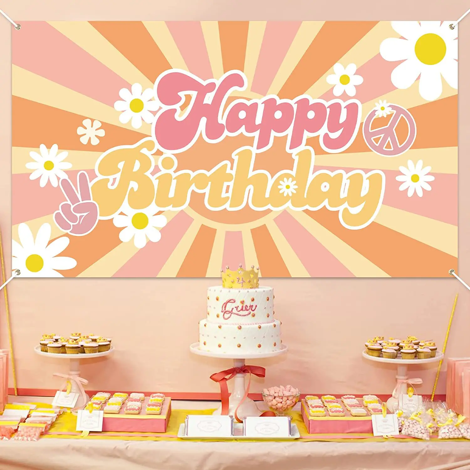 Daisy Themed Hippie Bohemian Birthday Background Cloth Party Decorations Photo Props Buy Daisy