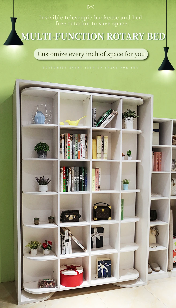 Custom Designed Multifunction Wall Bed Rotating Murphy Bed With Bookcase Buy Swivel Folding